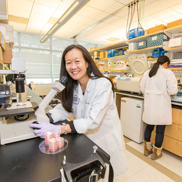 Erika Claud in the lab